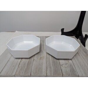 Set of 2 Arcoroc France Octime White Glass Octagon Soup Cereal Bowls